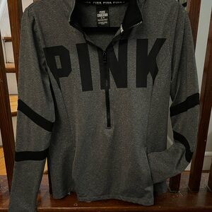 PINK Victoria's Secret Gray and Black Zip Pullover